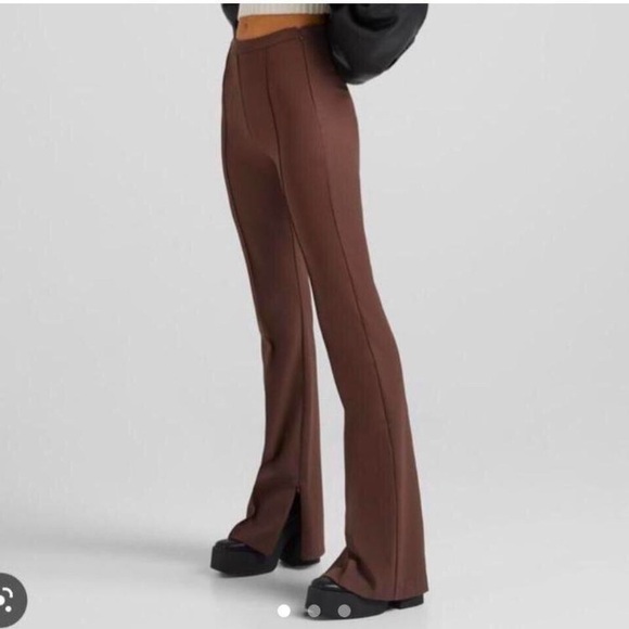 SOLD - Berksha Brown Split-Hem Flare Pants - Picture 3 of 3